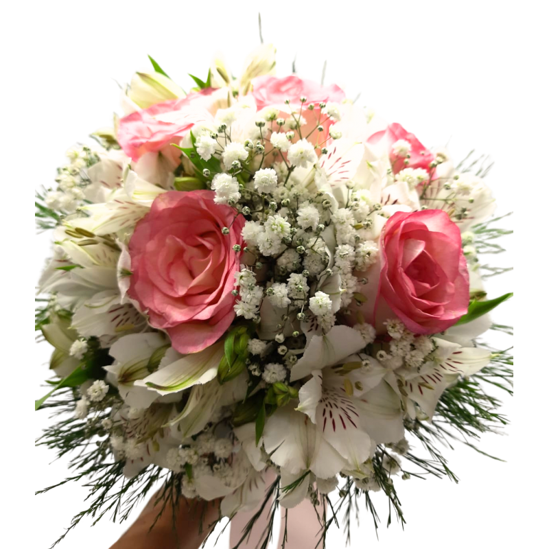 Buquê de Noiva com Rosa, Gipsofila e Astromélia Buquê de Noiva com Rosa, Gipsofila e Astromélia